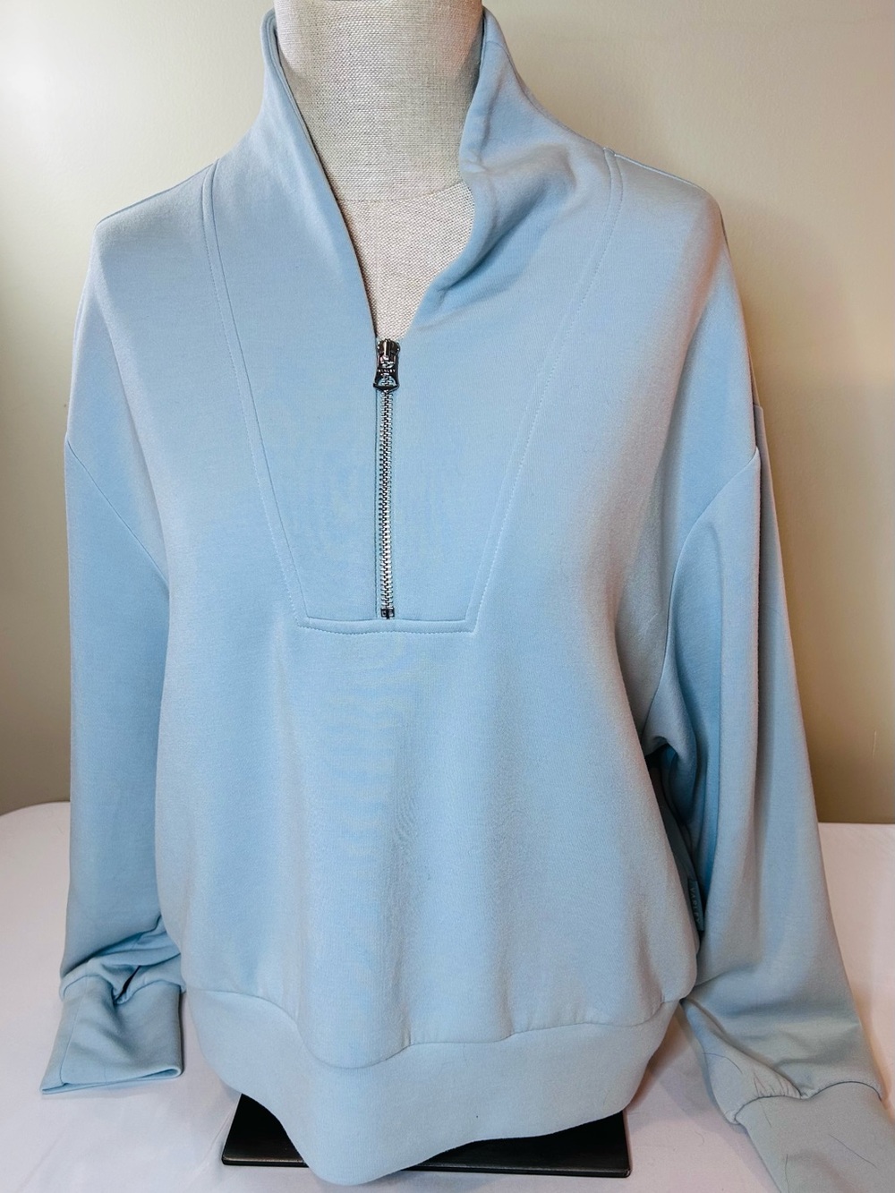 Varley Double Soft Harley Half Zip Pullover Light Blue Size M Activewear